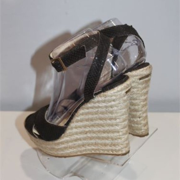 Jimmy Choo Brown Python Embossed Ankle Strap Wedge Shoes (Box & Dustbag) - Picture 8 of 15